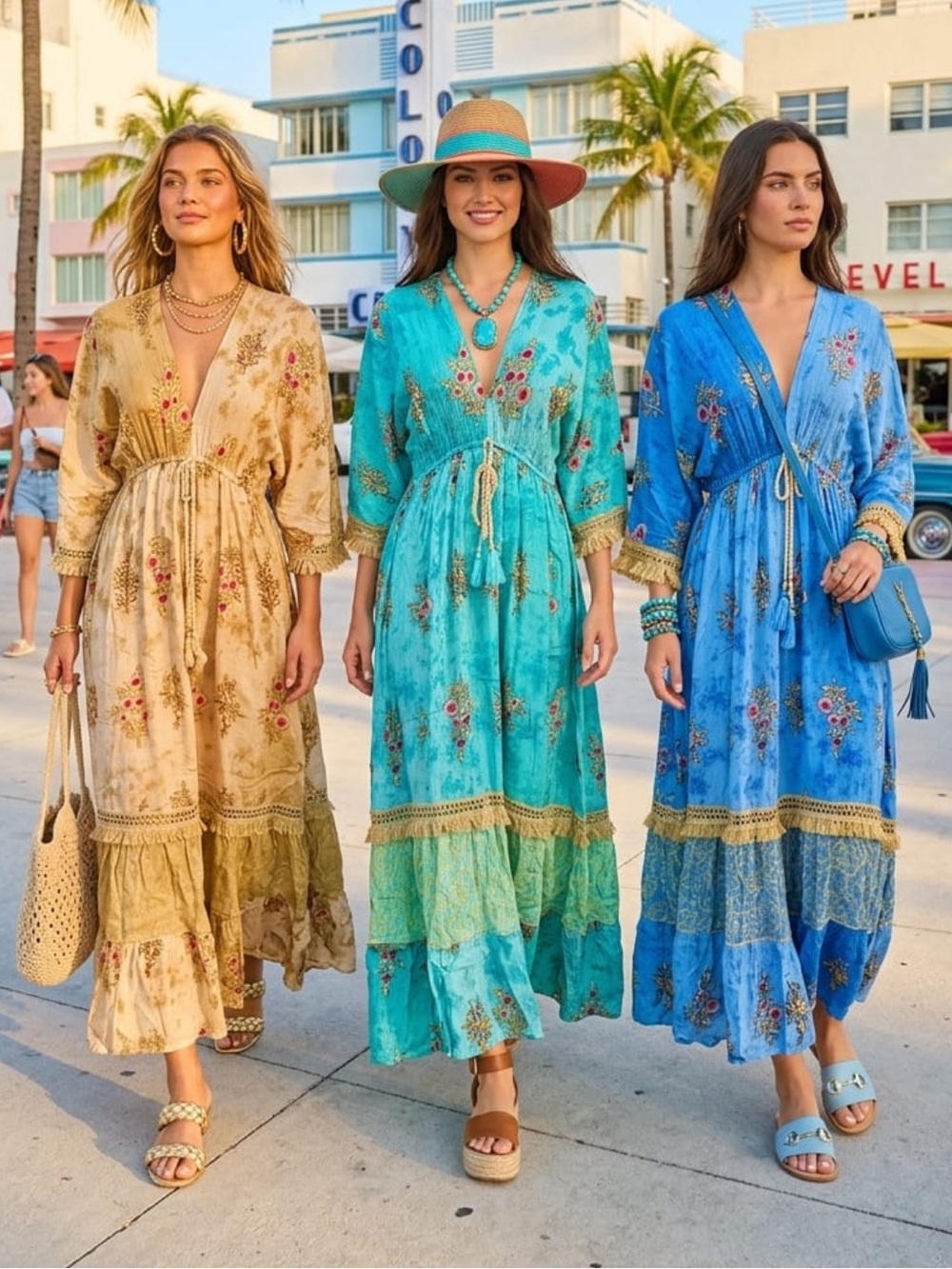 Boho Floral Embroidered Maxi Dress - MULTI LISTING